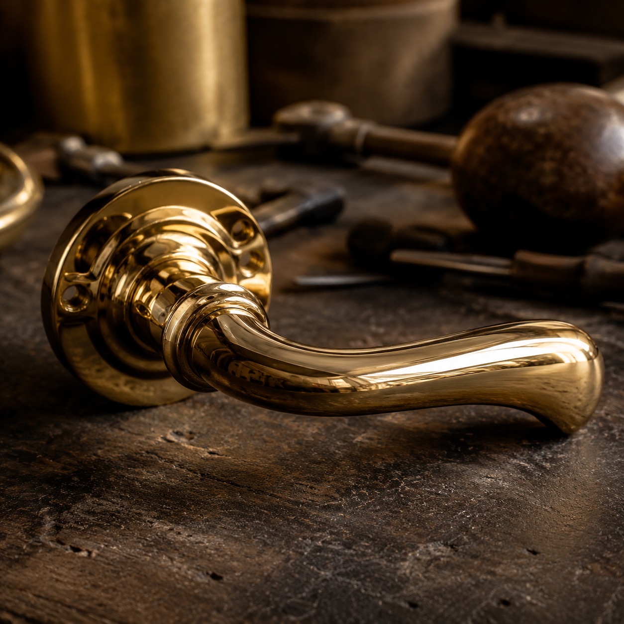 Brass hardware, stage: Lacquered.